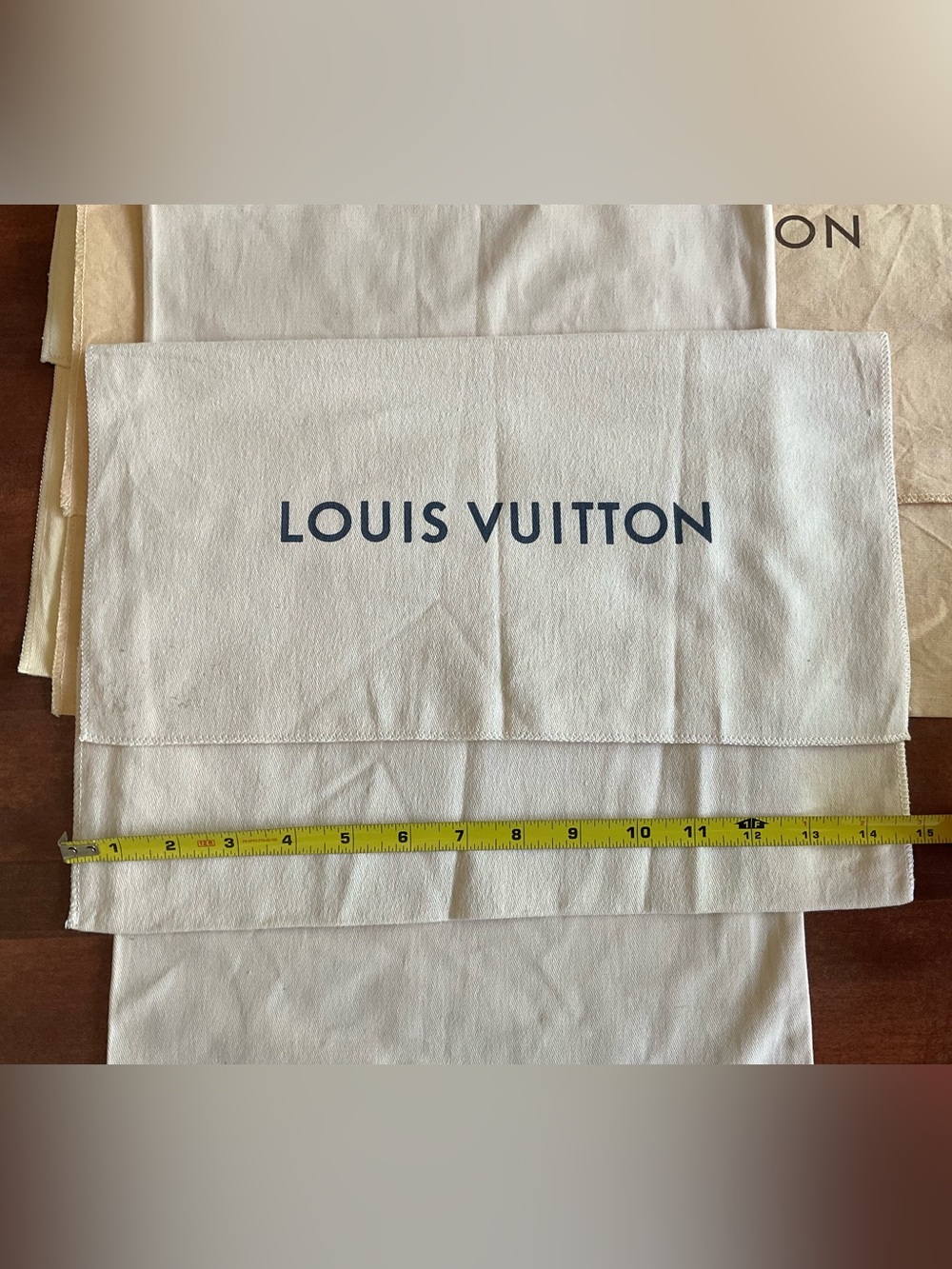 Louis Vuitton Cream Fabric Dust Bag with Navy Logo